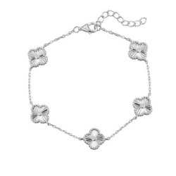 925 Sterling Silver CZ Clover Bracelet