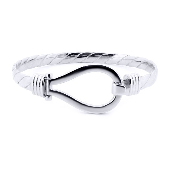 ABG067 | 925 Silver Gents Twisted Wire Stirrup Bangle