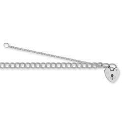 ACB004 | JN Jewellery 925 Silver Double Curb Charm Bracelet With Padlock Fitting