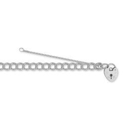 ACB005 | JN Jewellery 925 Silver Double Curb Charm Bracelet With Padlock Fitting
