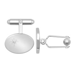 ACL021 | JN Jewellery 925 Silver Diamond Set Oval Cufflinks Swivel Backs