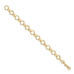 ACN002H-GP-8.5 | 925 Silver Gold Plated Polished Belcher Bracelet