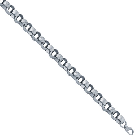 ACN002K-9 | 925 Sterling Silver Plain & Patterned Cast Belcher Bracelet ACN002K-9 | 925 Sterling Silver Plain & Patterned Cast Belcher Bracelet