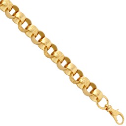ACN002L-GP-24 | 925 Sterling Silver Cast Patterned & Plain Belcher Bracelet