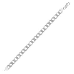 ACN006J-8.5 | JN Jewellery 925 Silver Diamond Cut Flat Curb 9.6mm Gauge Bracelet