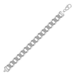 ACN006L-9 | JN Jewellery 925 Silver Diamond Cut Flat Curb 13.7mm Gauge Bracelet