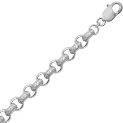 ACN023A-24 | JN Jewellery 925 Silver Patterened & Plain Belcher 9.0mm Gauge Chain