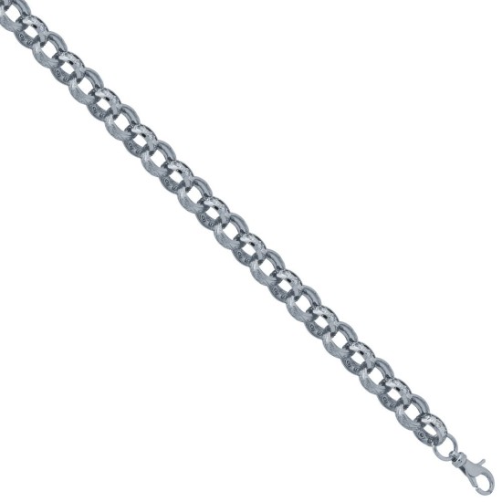 ACN024B-8.5 | 925 Sterling Silver CZ set and Patterened Belcher Bracelet ACN024B-8.5 | 925 Sterling Silver CZ set and Patterened Belcher Bracelet