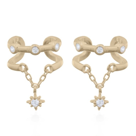 AEC008-GP | 925 Silver 14ct Gold Plated CZ Set Ear Cuff