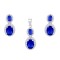 AEP001B | 925 Silver Rhodium Princess Kate Sapphire Centre CZ Earring and Pendant Set