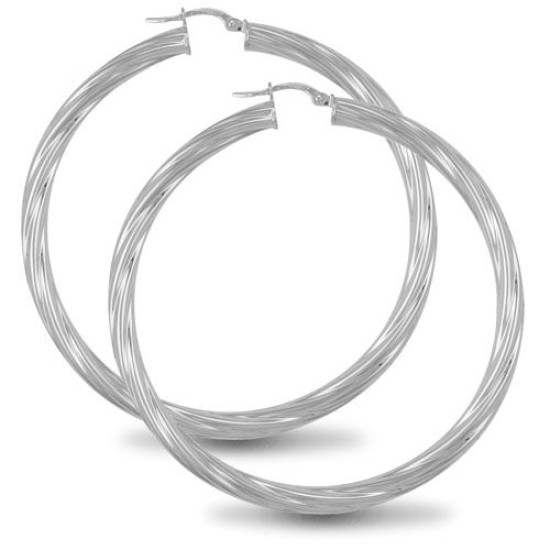 AER002F | 925 Sterling Silver Twist Hoop Earrings