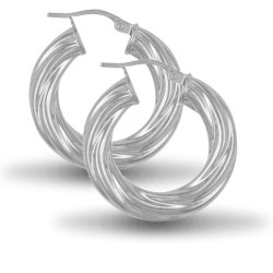 AER003A | 925 Sterling Silver Twist Hoop Earrings
