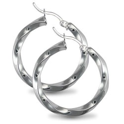 AER004B | JN Jewellery 925 Silver Candy Twist Hoop Earrings