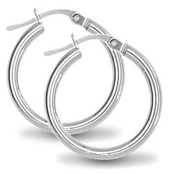 AER009B | 925 Sterling Silver Polished Hoop Earrings