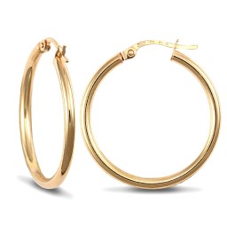 AER009C-GP | JN Jewellery 925 Sterling Silver Gold Plated 2mm polished creole Hoop Earrings