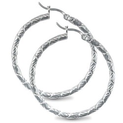 AER010C | 925 Sterling Silver Twist Hoop Earrings