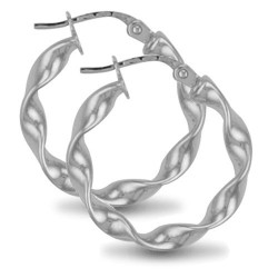 AER011B | 925 Sterling Silver Loose Twist Hoop Earrings
