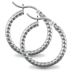 AER012A | 925 Silver Ribbed Hoop Earrings