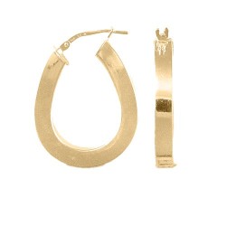 AER017-GP | 925 Silver 14K Gold Plated Oval Square Tube Hoop Earrings