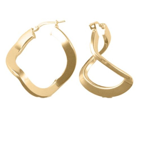 AER019-GP | 925 Silver 14K Gold Plated Formed Hoop Earrings