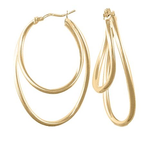 AER029-GP | 925 Silver 14K Gold Plated Large Paperclip Earrings