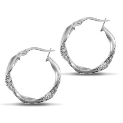 AER134A | 925 Silver Glitter Hoop Creole Earrings