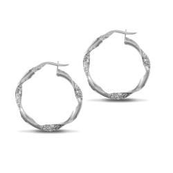AER134B | 925 Silver Glitter Hoop Creole Earrings