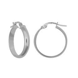 AER135B | 925 Sterling Silver 4mm Wedding Band Style Hoop Earrings