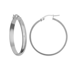 AER135C | 925 Sterling Silver 4mm Wedding Band Style Hoop Earrings