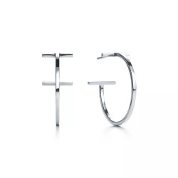 AER137 | JN Jewellery 925 Sterling Silver Polished T Hoop 20mm Earrings