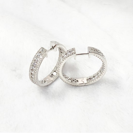 AER146 | 925 Silver CZ Set Hoops 27mm