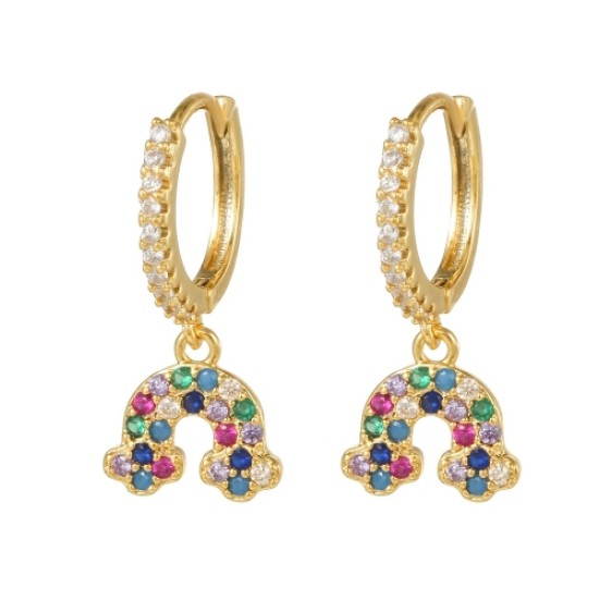 AER165 | 925 Silver 14ct Gold Plated CZ Set Earrings