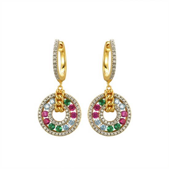 AER177 | 925 Silver 14ct Gold Plated CZ Set Earrings