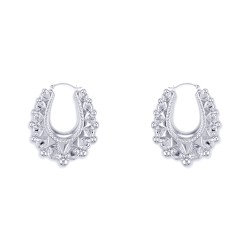 AER178A | 925 Sterling Silver Oval Spiked Creole Earrings
