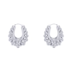 AER178A | 925 Sterling Silver Oval Spiked Creole Earrings