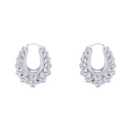AER178A | 925 Sterling Silver Oval Spiked Creole Earrings