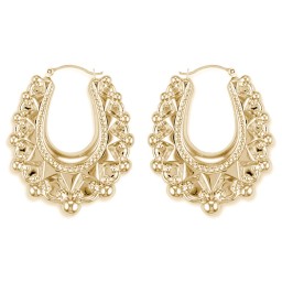 AER178C | 925 Sterling Silver Oval Spiked Creole Earrings