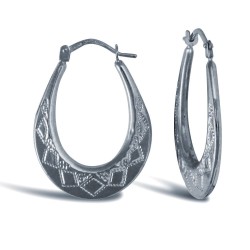 AER179A | 925 Sterling Silver pear-shaped Diamond Cut creole earrings