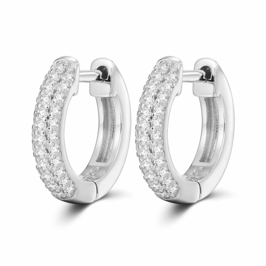AER181A | 925 Silver CZ Set Huggie Earrings