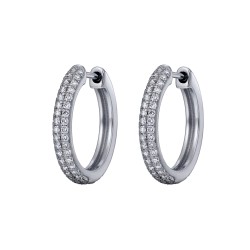 AER181B | 925 Silver CZ Set Huggie Earrings