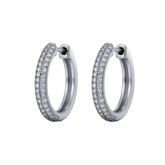 AER181B | 925 Silver CZ Set Huggie Earrings