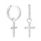 AER182 | 925 Silver CZ Set Cross Drop Earrings