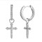 925 Silver CZ Set Cross Drop Earrings