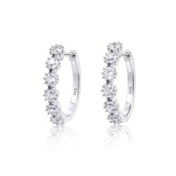 925 Silver CZ Set Hinged Hoops