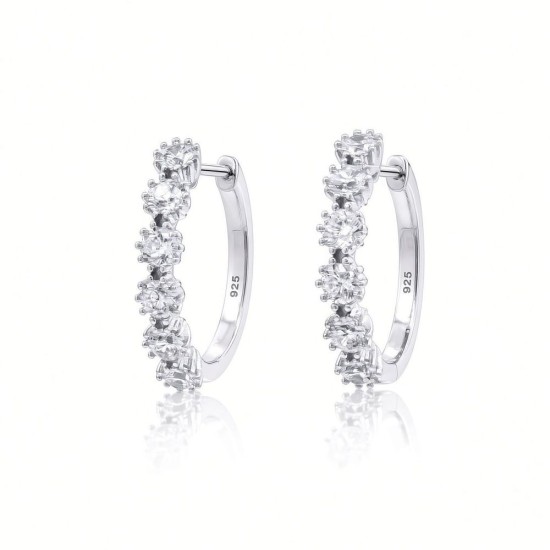 925 Silver CZ Set Hinged Hoops