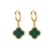 AER187-GP | 925 Sterling Silver Gold Plated Green Clover Hoops