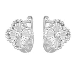 AER188 | 925 Sterling Silver CZ Flower Hoop Earrings