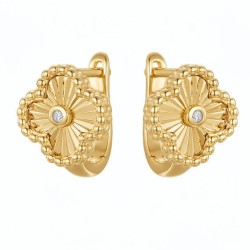 AER188-GP | 925 Sterling Silver Gold Plated Flower Hoops