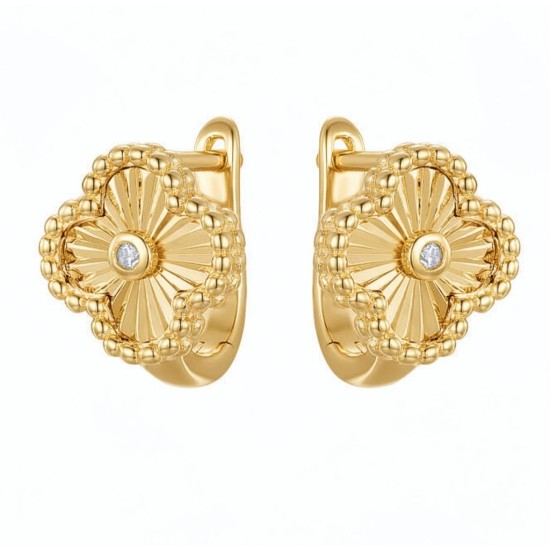 AER188-GP | 925 Sterling Silver Gold Plated Flower Hoops