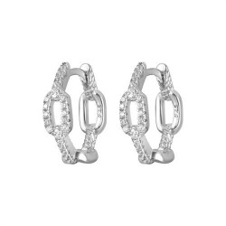 AER189 | 925 Sterling Silver CZ Chain Link Hoops